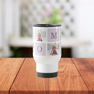 Caneca Térmica Foto de Colagem Moderna Melhor Mãe, Presente Roxo