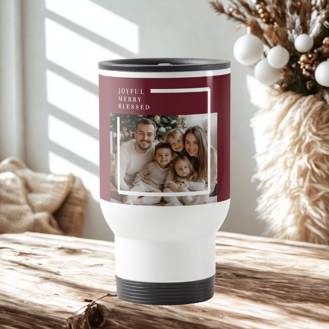 Caneca Térmica Foto de Natal Alegre e Abencoado  (Criador carregado)