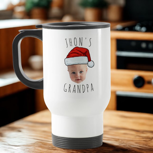 Caneca Térmica Foto de Natal personalizada do rosto do bebê Santa (Criador carregado)