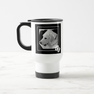 Caneca Térmica Foto em preto e branco de Cachorro Bonito Paw Mãe