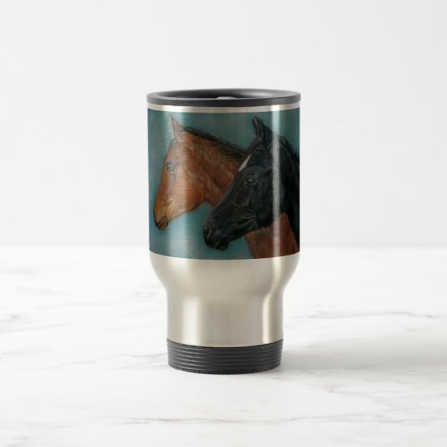 Caneca Térmica Foto equina de focinho preto castanho (Centro)