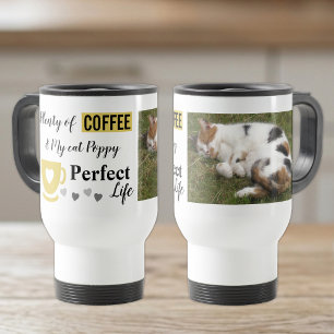 Caneca Térmica Foto perfeita de gato de estimação e café branco d