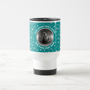 Caneca Térmica Foto Personalizada em Círculo de Pérolas em Verde-