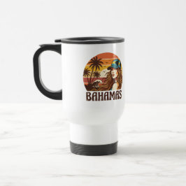 Caneca Térmica Foto Personalizada Retro Bahamas Praia Tropical   