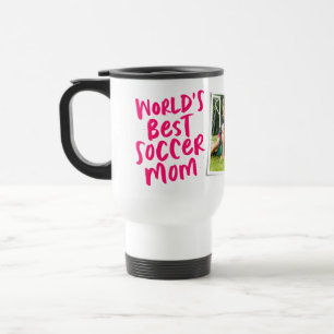 Caneca Térmica Foto rosa da melhor mãe de futebol do mundo