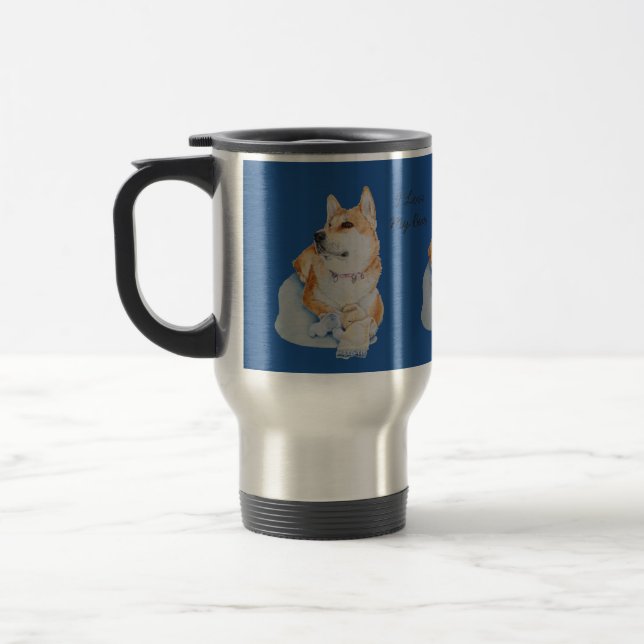 Caneca Térmica fotografia vermelha única de um cão muito fofo (Esquerda)