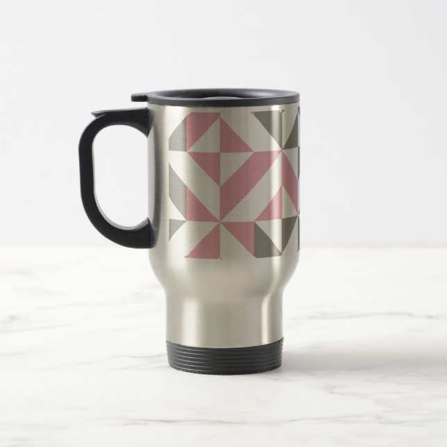 Caneca Térmica Framboesa rosa e ZigZag geométrica prateada (Esquerda)