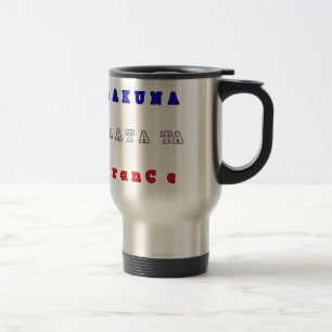 Caneca Térmica fRANCE HAKUNA MATATA AZUL VERMELHO CORES BRANCAS D