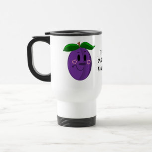 Caneca Térmica Fruta de ameixa de desenho animado com ditado
