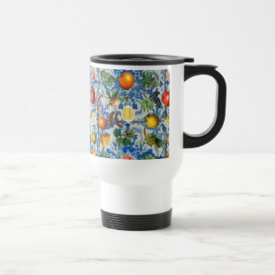 Caneca Térmica Fruta de Verão do Mediterrâneo e Mosaico Branco Az