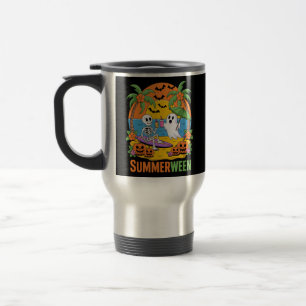 Caneca Térmica Fu do Halloween de Summerwin Skeleton Ghost Beach