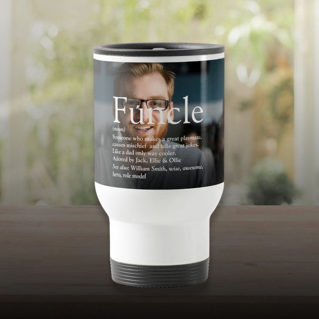 Caneca Térmica Funcle Legal Tio Foto Moderna (Funcle Cool Fun Uncle Modern Photo Travel Mug)