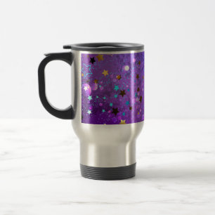 Caneca Térmica Fundo de folhas roxas com estrelas