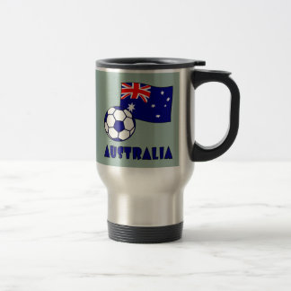 Caneca Térmica Fundo Verde da Bola de Futebol da Austrália Azul