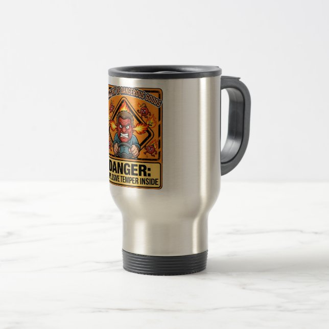 Caneca Térmica Funny ADR Trucker Thermos Mug | Explosive Temper (Frente Esquerda)