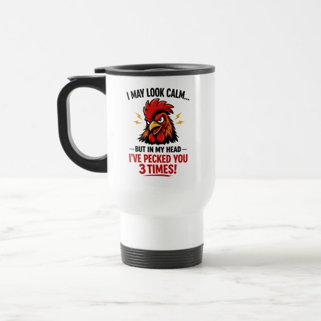 Caneca Térmica Funny Rooster Coworker Mug | I May Look Calm (Esquerda)