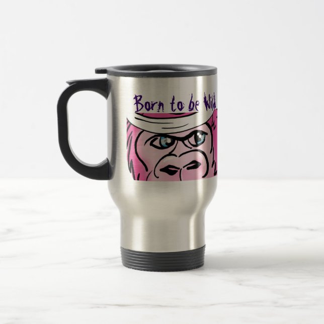 Caneca Térmica Funny Wild Pink Gorilla (Esquerda)
