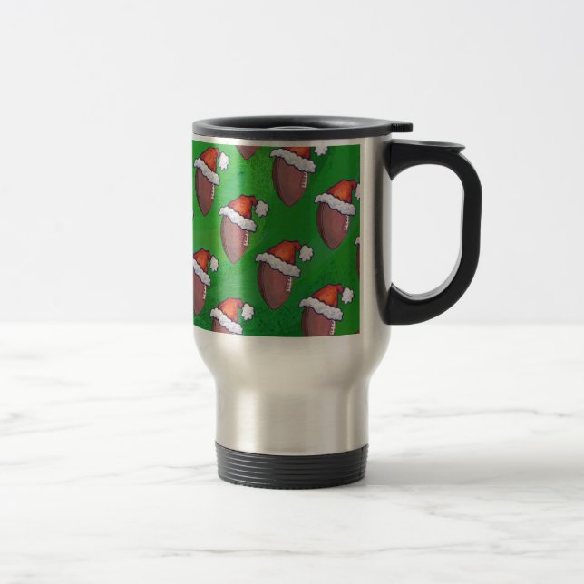 Caneca Térmica Futebol de Santa Hat em Verde (Direita)