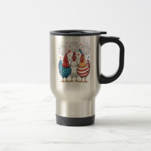 Caneca Térmica Galinha dos EUA Bandeira Patriótica 4 de julho