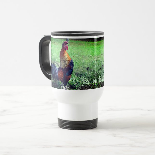 Caneca Térmica Galo Crowing Personalizado Animal (Frente Esquerda)