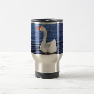 Caneca Térmica ganso branco nadando em água azul