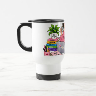 Caneca Térmica Garota de Estudo de Café Aconchegante – Trabalhe D