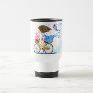 Caneca Térmica Garota Feliz Em Uma Bicicleta - Amor Romântico 