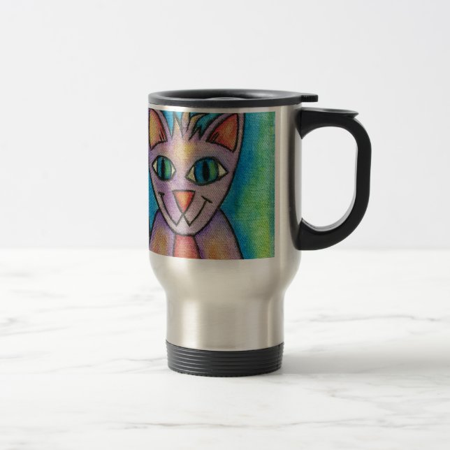 Caneca Térmica Gata Gatinha Roxa Rosa (Direita)