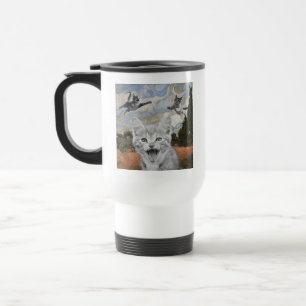 Caneca Térmica Gatinhas Loucas se Divertindo Ilustração Surrealis