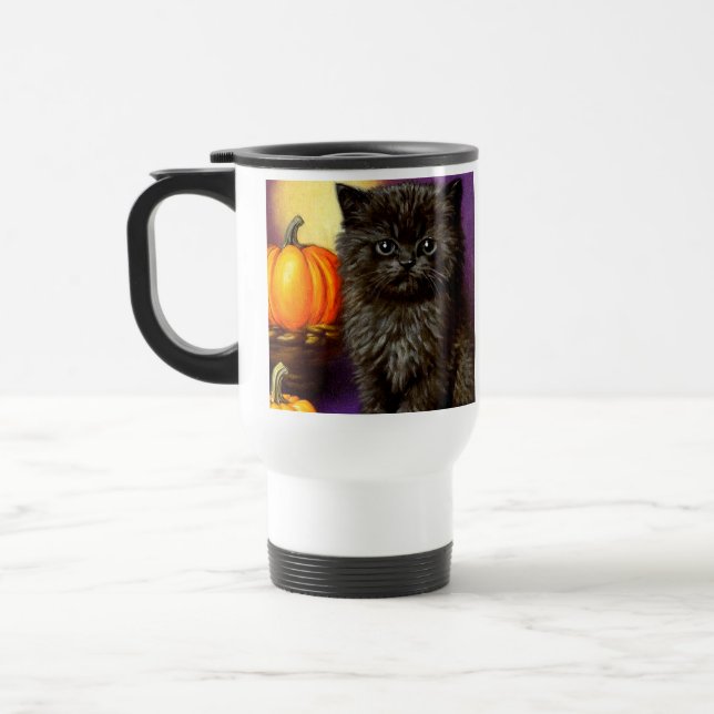 Caneca Térmica Gatinho de Halloween Vintage (Esquerda)
