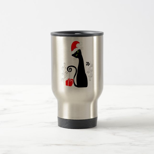 Caneca Térmica Gatinho de Natal moderno (Centro)