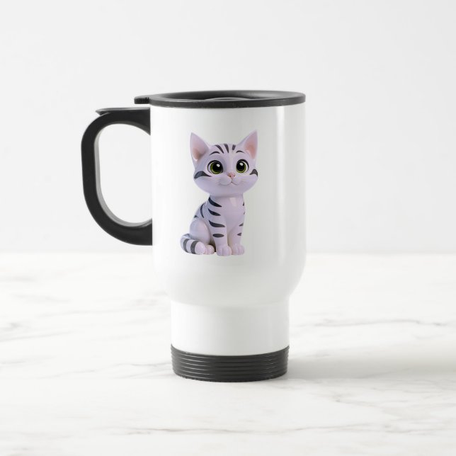Caneca Térmica Gatinho Listrado Sentado (Esquerda)
