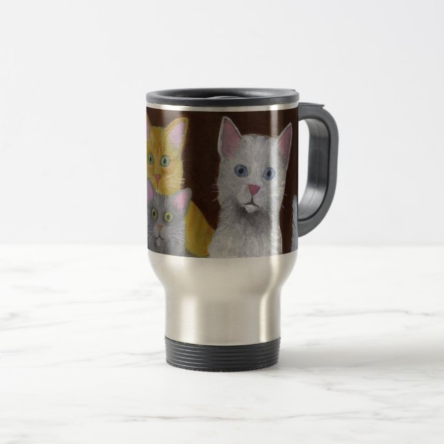 Caneca Térmica Gatinhos Reproduzíveis (Frente Esquerda)