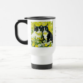 Caneca Térmica Gato Adorável Personalizado em um campo de Margari