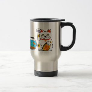 Caneca Térmica Gato afortunado. Peixes azarados