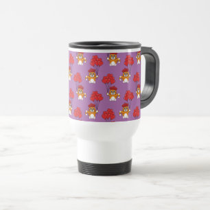 Caneca Térmica Gato Bonito com Balões de Coração Vermelho