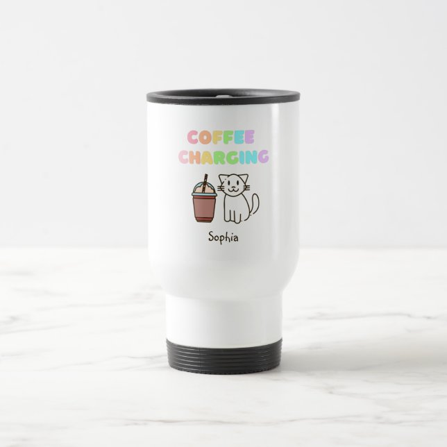 Caneca Térmica Gato Branco Bonito e Café Engraçado Cafeína Rainbo (Centro)