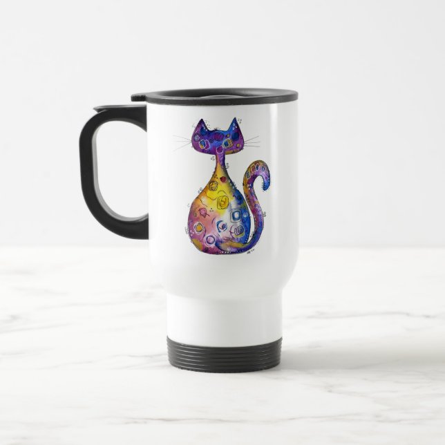 Caneca Térmica Gato Colorido Esbranquiçado (Esquerda)