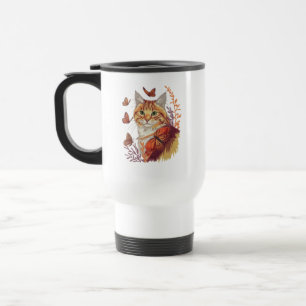Caneca Térmica Gato com Borboletas Monarcas