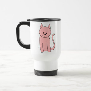 Caneca Térmica Gato cor-de-rosa bonito bonito
