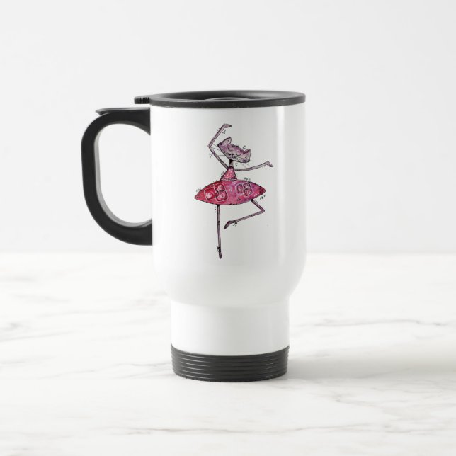 Caneca Térmica Gato de dança branca (Esquerda)