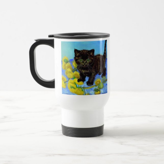Caneca Térmica Gato de estilo Van Gogh com Sunflower (Esquerda)