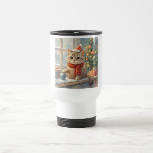 Caneca Térmica Gato de Natal Fofo e Caprichoso
