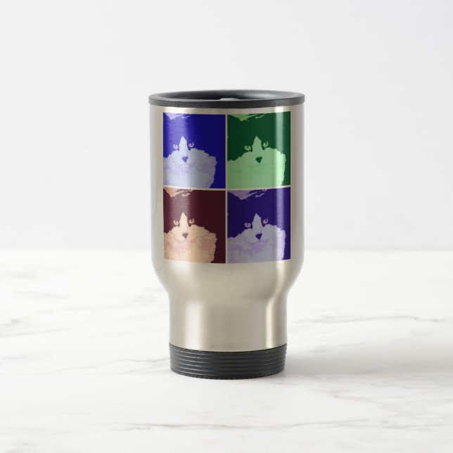 Caneca Térmica Gato de pelo comprido preto e branco (Centro)