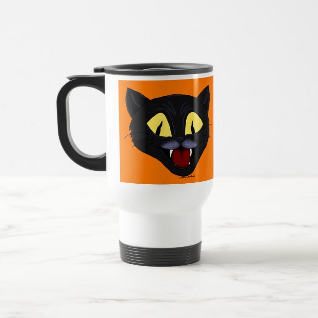 Caneca Térmica Gato Preto de Halloween  (Esquerda)
