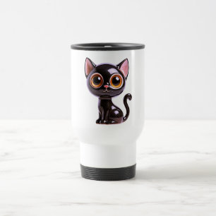 Caneca Térmica Gato Preto Sentado Estilizado,