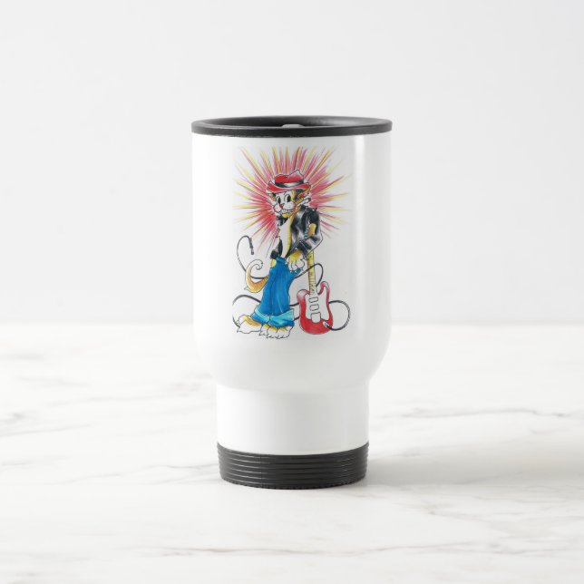 Caneca Térmica gato rockabilly na cor (Centro)
