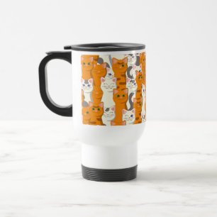 Caneca Térmica Gatos brancos e gengibres padrão olhos verdes olho