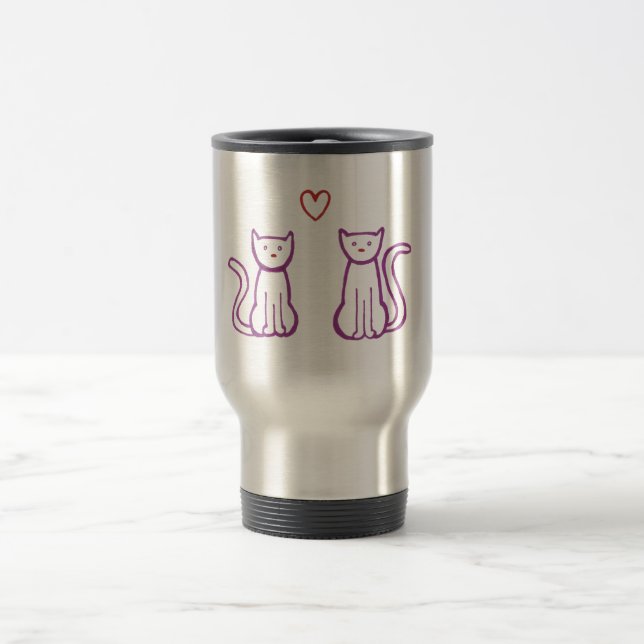 Caneca Térmica Gatos com Coração (Centro)