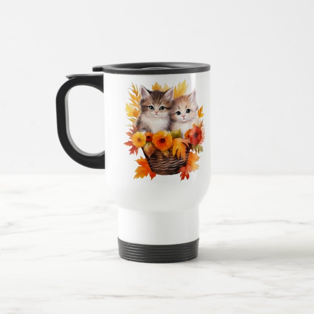 Caneca Térmica Gatos de Gatinhos Fofos Personalizados na Cesta (Esquerda)